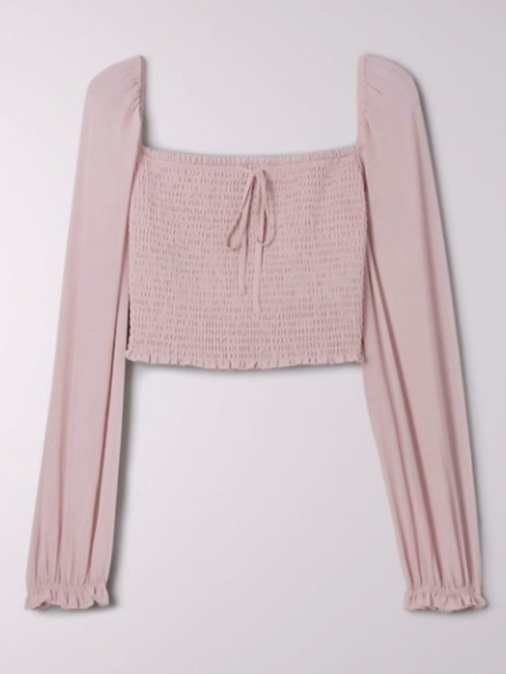Aritzia Wilfred Saga Blouse Camille Pink Smocked Crop Top Size M
